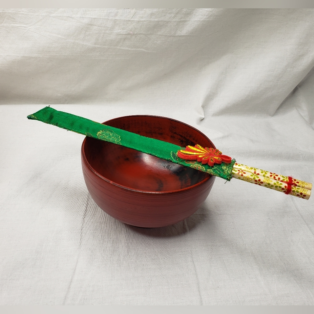 Chopsticks and Red Bowl